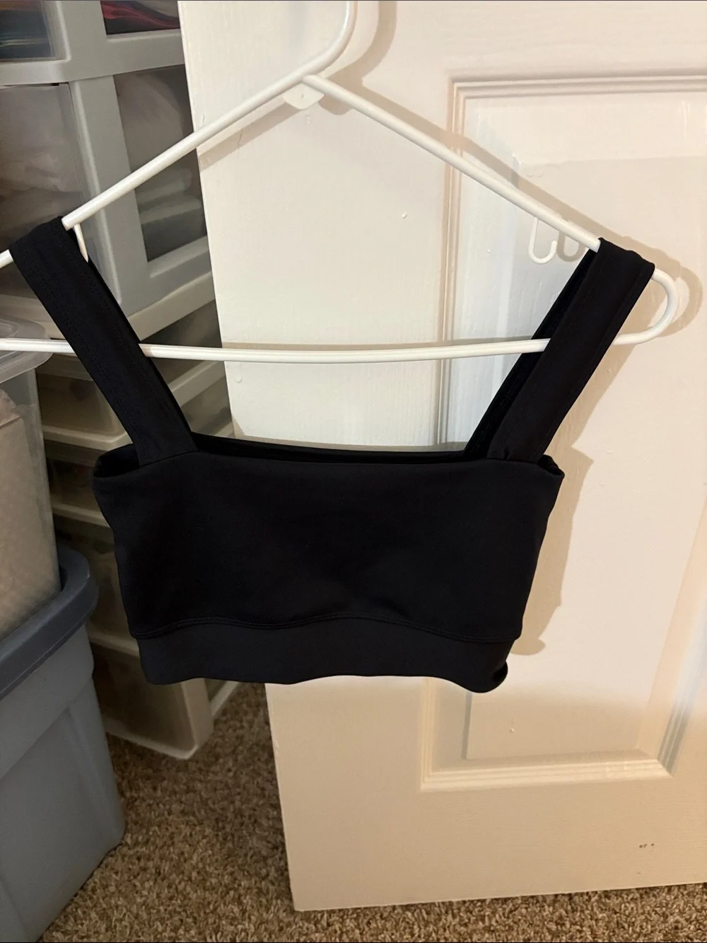 Black Square-Neck Dance Crop Top